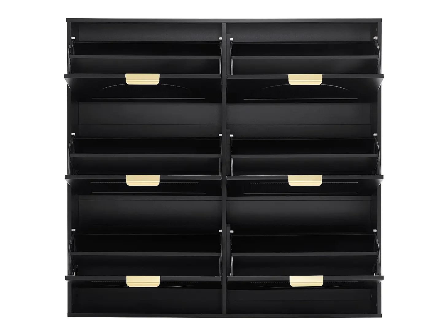 Armário de sapatos preto com 6 portas basculantes, 118x25x115 cm