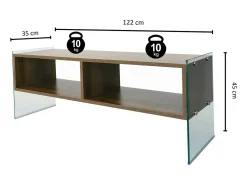 Armário de suporte de TV Dbennace, Aparador de sala, Armário de TV baixo, Base de parede equipada, 120x35h45 cm, Nogueira