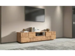 Armário de suporte de TV Dcortinovi, Aparador de sala baixa com 4 portas e 1 gaveta, Base de suporte de TV, 220x44h46 cm, Carvalho