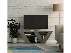 Armário de suporte de TV Dpellegr, Aparador de sala, Armário de TV baixo, Base de parede equipada, 110x30h40 cm, Antracite