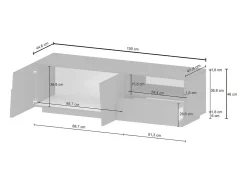 Armário de suporte de TV Dcoulibal, Aparador baixo para sala de estar com 2 portas e 1 gaveta, Base de suporte de TV, 150x44h46 cm, Branco brilhante