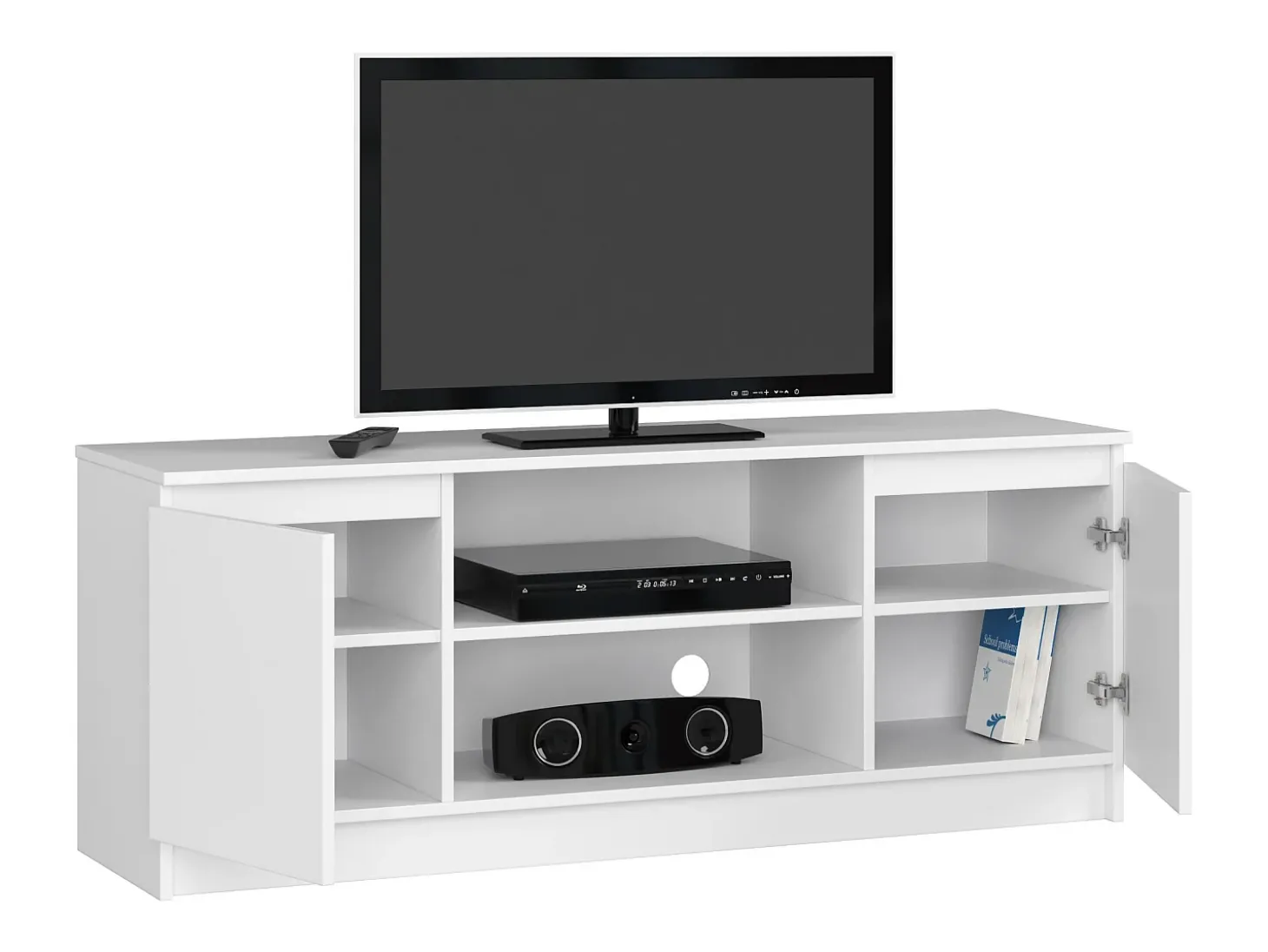 Armário de TV Branco 140 cm 2 Portas 1 Prateleira - Design Moderno e Elegante