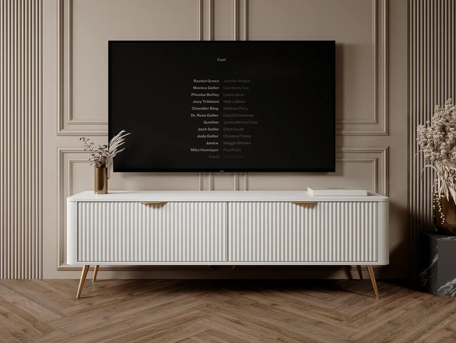 Armário de TV: Branco, 163,2 x 38 x 51,2 cm