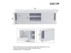 Armário de TV, branco brilhante, com iluminação LED, para até 70 polegadas, de pé no chão