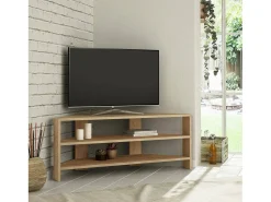 Armário de TV Dbarb, Aparador de sala, Armário de TV baixo, Base de parede equipada, 114x36h45 cm, Carvalho