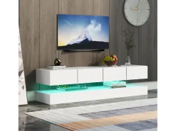 Armário de TV de parede 130x33x15cm, 2 armários e 4 gavetas, LED de 16 cores, para até 55 polegadas