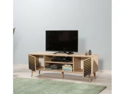 Armário de TV Dfantacc, Aparador de sala, Armário de TV baixo, Base de parede equipada, 140x40h50 cm, Carvalho