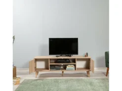 Armário de TV Dfantacc, Aparador de sala, Armário de TV baixo, Base de parede equipada, 140x40h50 cm, Carvalho