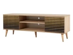 Armário de TV Dfantacc, Aparador de sala, Armário de TV baixo, Base de parede equipada, 140x40h50 cm, Carvalho