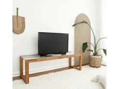 Armário de TV Dfrattes, Aparador de sala, Armário de TV baixo, Base de parede equipada, 130x40h40 cm, Carvalho