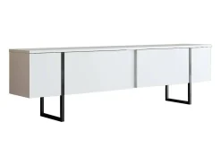 Armário de TV Dgridell, Aparador de sala, Armário de TV baixo, Base de parede equipada, 180x30h50 cm, Preto e branco