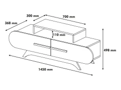 Armário de TV Dkastano, Aparador de sala, Armário de TV baixo, Base de parede atTrançado, 145x37h50 cm, Noz e Branco