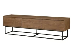 Armário de TV Dlapadul, Aparador de sala, Armário baSso para TV, Base de parede equipada, 180x40h50 cm, Noz e Preto