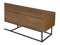 Armário de TV Dlapadul, Aparador de sala, Armário baSso para TV, Base de parede equipada, 180x40h50 cm, Noz e Preto