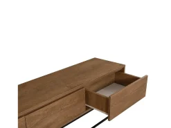 Armário de TV Dlapadul, Aparador de sala, Armário baSso para TV, Base de parede equipada, 180x40h50 cm, Noz e Preto