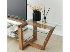 Armário de TV Dmatturr, Aparador de sala, Armário de TV baixo, Base de parede equipada, 158x35h35 cm, Nogueira