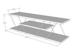 Armário de TV Dmustaph, Aparador de sala, Armário de TV baixo, Base de parede equipada, 120x30h33 cm, Preto e branco