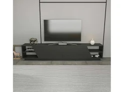 Armário de TV Dpazienz, Aparador de sala, Armário de TV baixo, Base parEte equipado, 240x37h47 cm, Antracite