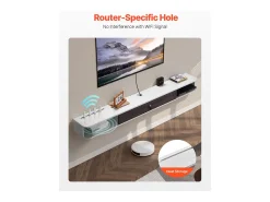 Armário de TV Montado na Parede SucceBuy Suporte de TV Flutuante de Parede, 180 cm, Consola de Multimédia com Gestão de Cabos, Prateleira Moderna de Aglomerado