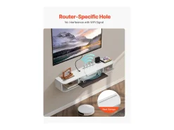 Armário de TV Montado na Parede SucceBuy Suporte de TV Flutuante de Parede, 120 cm, Consola de Multimédia Moderna com Gestão de Cabos, Prateleira de Aglomerado