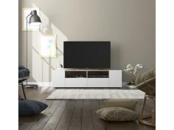 Armário de TV Tamiko 138 cm branco Artik carvalho canadense
