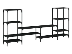 Armário de TV 206,5x28,5x95 cm derivados de madeira preto PT542948
