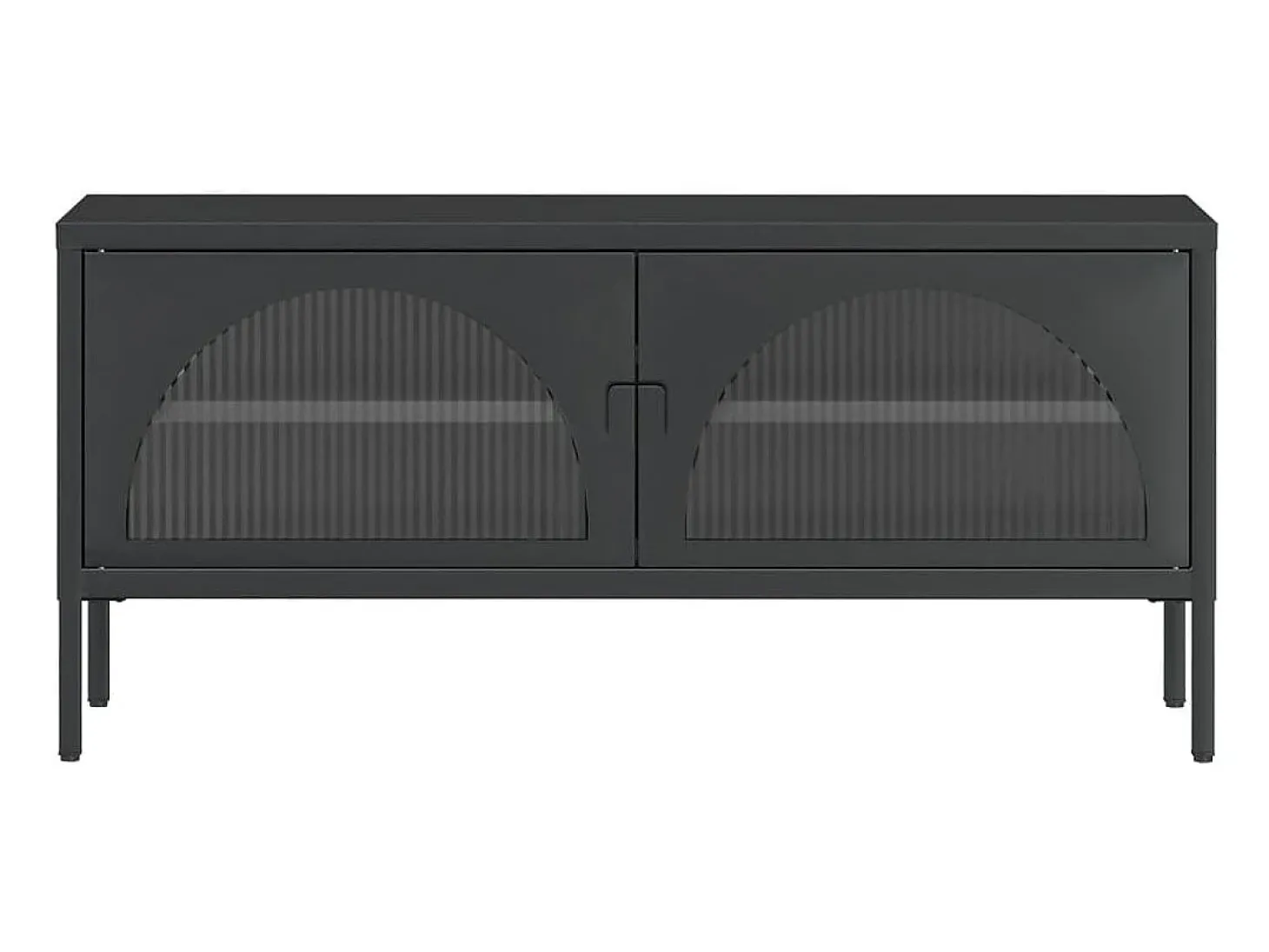 Armário de TV 105x35x50 cm vidro e aço preto PT572902