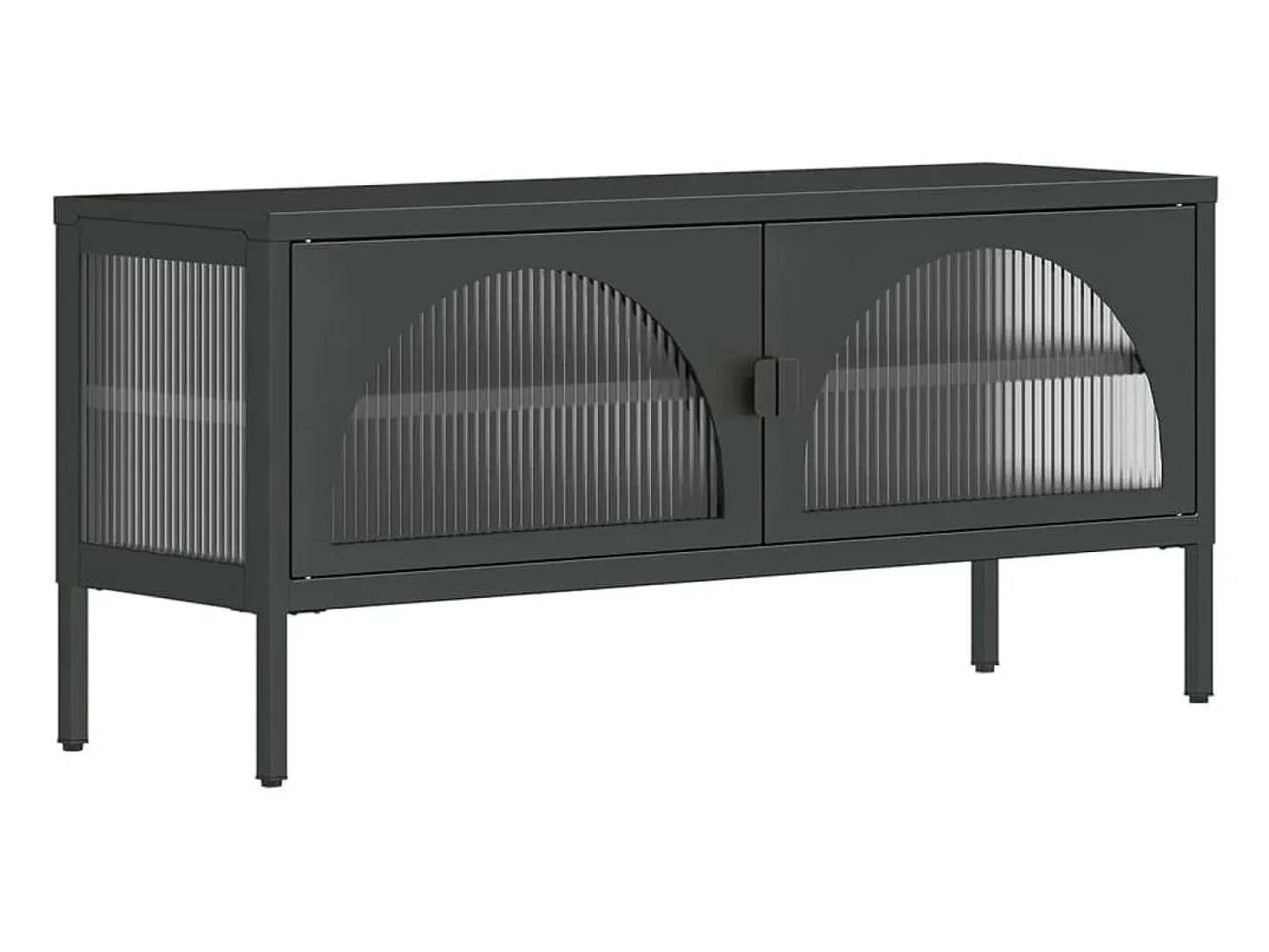 Armário de TV 105x35x50 cm vidro e aço preto PT572902