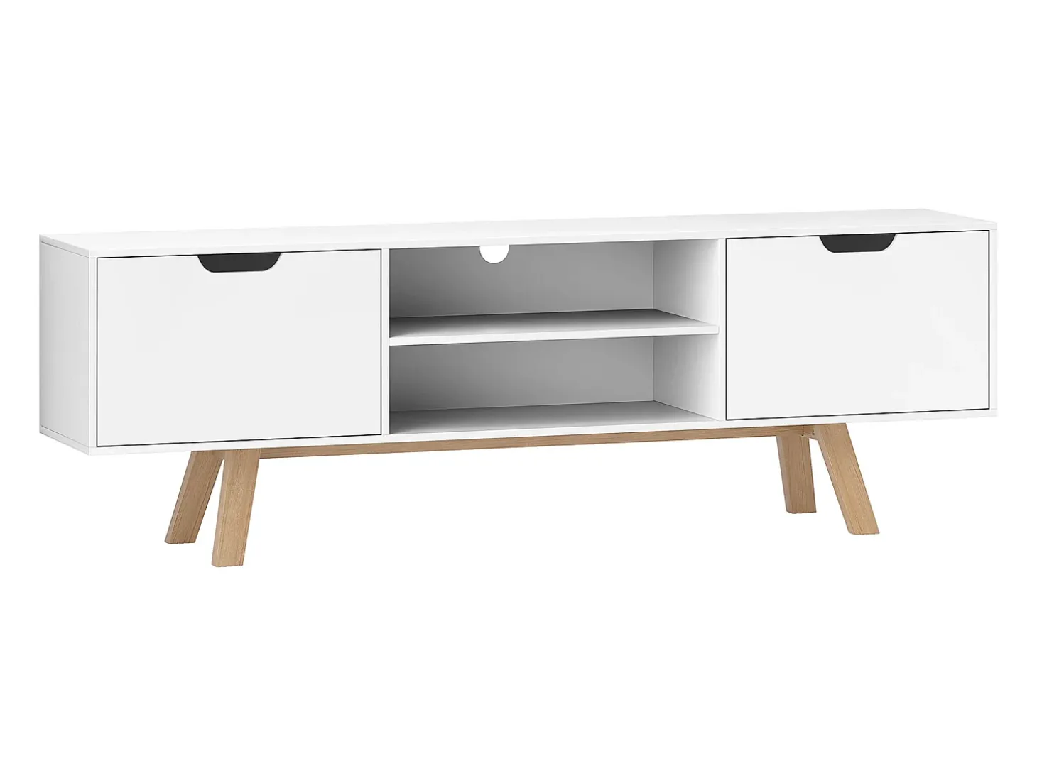 Armário de TV 150x39x50cm, 2 armários e 2 prateleiras, para até 65 polegadas, branco