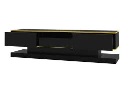 Armário de TV 180x38x45cm, 3 gavetas, compartimento aberto, LED com mudança de cor, Brilhante