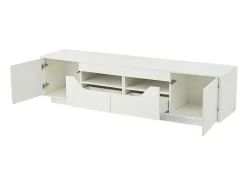 Armário de TV 180x40x45cm, 2 gavetas e 2 armários, LED, para até 75 polegadas, branco