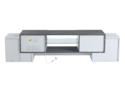 Armário de TV 180x40x46,5cm, branco e cinza, com LED Bluetooth, para até 70 polegadas