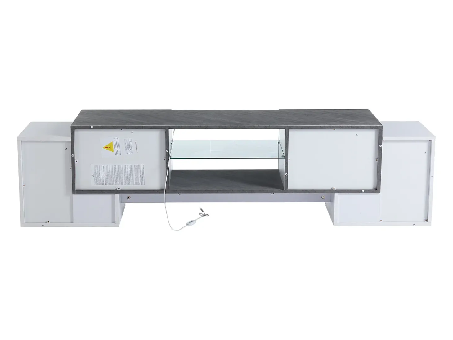 Armário de TV 180x40x46,5cm, branco e cinza, com LED Bluetooth, para até 70 polegadas