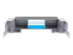 Armário de TV 180x40x46,5cm, branco e cinza, com LED Bluetooth, para até 70 polegadas