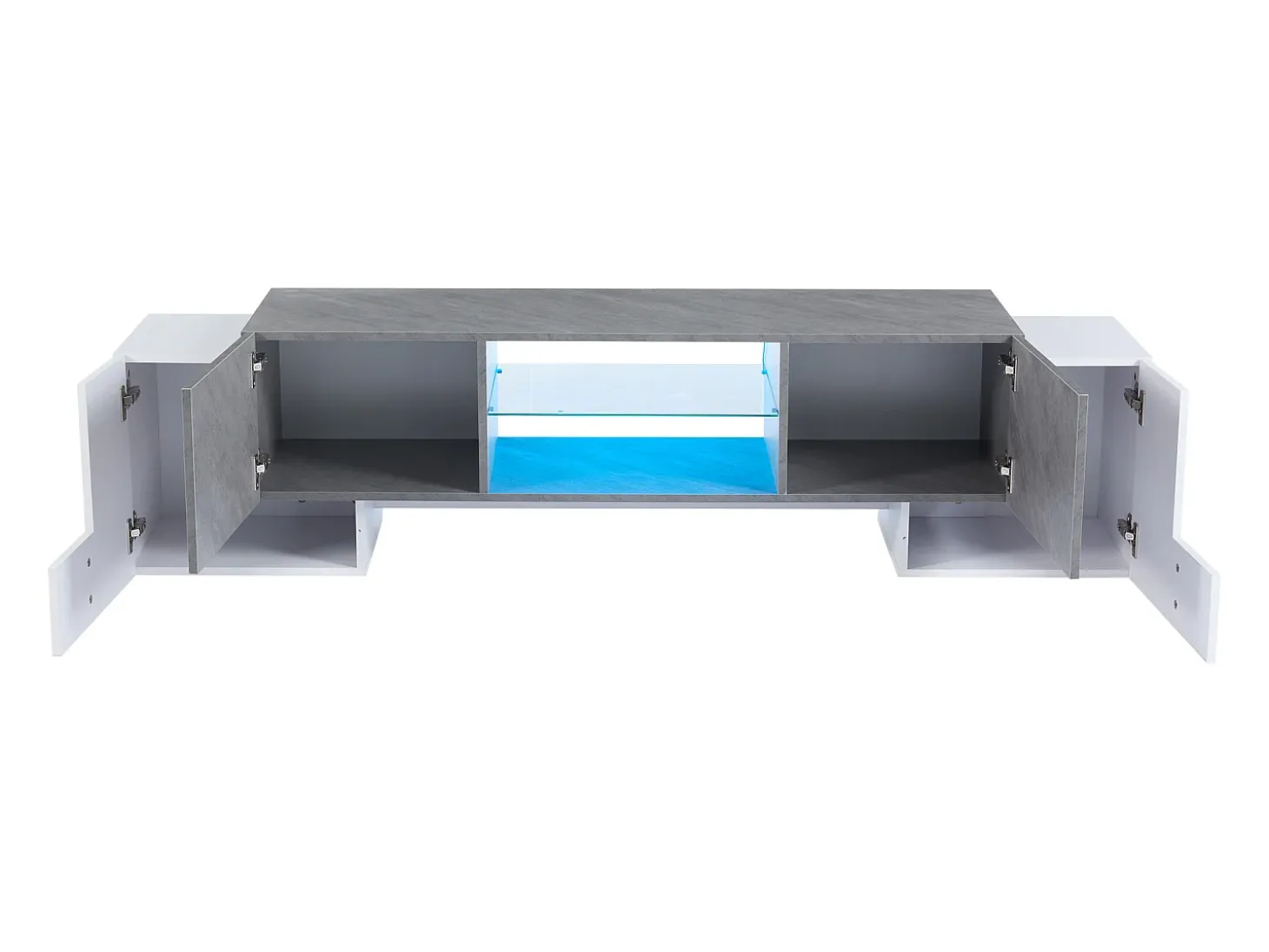 Armário de TV 180x40x46,5cm, branco e cinza, com LED Bluetooth, para até 70 polegadas