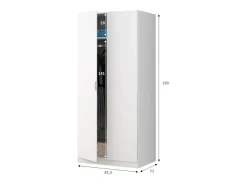 Armário Dleon, Armário de quarto com 2 portas de batente, Móveis de quarto com 1 prateleira e varão, 82x52h180 cm, Branco