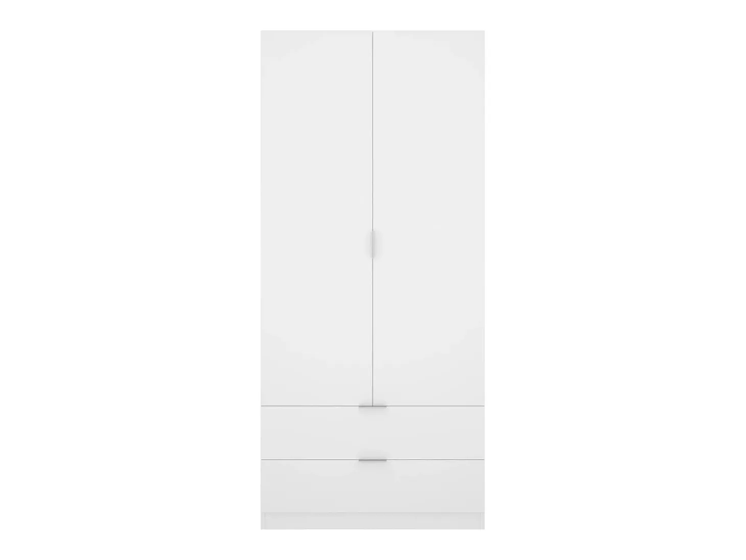 Armário Dlunin, Cabide para quarto, Armário com 2 portas de batente e 2 gavetas, 81x52h184 cm, Branco