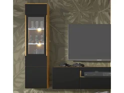 Armário expositor de 2 portas Aurus em madeira e preto