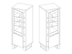 Armário expositor de 2 portas Eden em madeira e metal