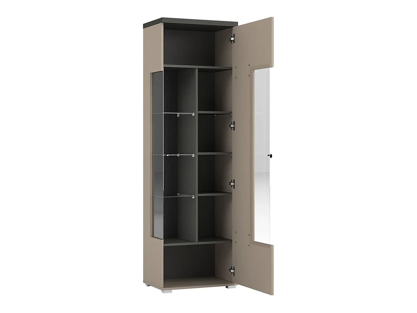 Armário expositor de 1 porta Opio Taupe e Antracite