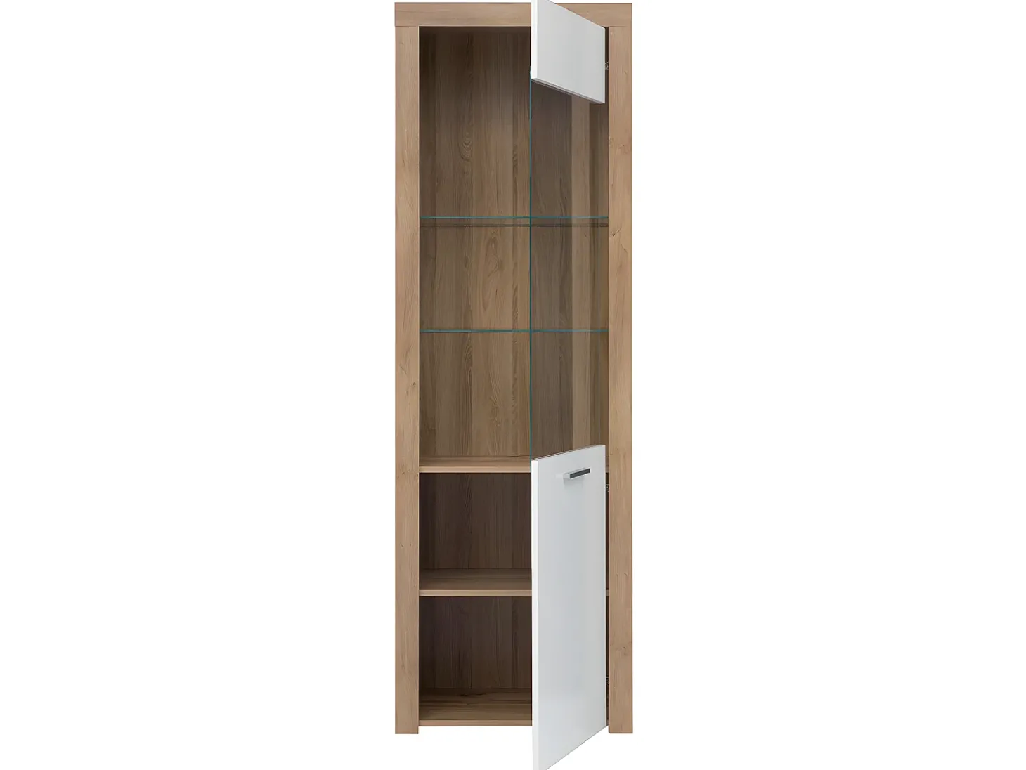Armário expositor de 1 porta Nora branco e madeira