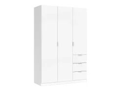 Armário Fullerton, Armário de Quarto com 3 Portas e 3 Gavetas, Armário com 3 Prateleiras e Barra Suspensa, 135x52h200 cm, Branco