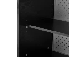 Armário giratório com tomadas, iluminação LED e painel perfurado - Preto