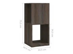 Armário giratório 34,5x34,5x75,5cm aglom. cinza/carv. castanho