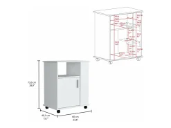 Armário inferior para micro-ondas em melamina com armário e 4 prateleiras , 73,.4 cm X 60 cm X 39,8 cm , Branco