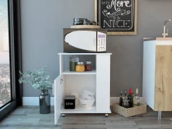 Armário inferior para micro-ondas em melamina com armário e 4 prateleiras , 73,.4 cm X 60 cm X 39,8 cm , Branco