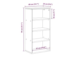 Armário lateral ODDA 40x24x79 cm pinho de madeira maciça