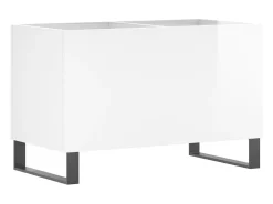Armário p/ discos 74,5x38x48 cm deriv. madeira branco brilhante
