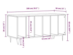 Armário p/ discos 100x38x48cm derivados madeira carvalho sonoma
