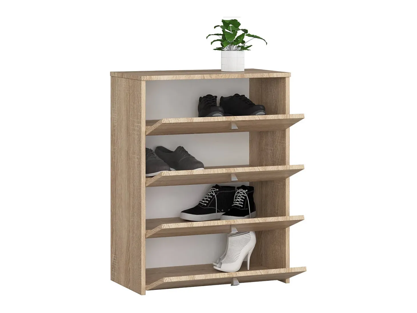 Armário para Calçados com 4 Portas Rebatíveis 60cm - Carvalho Sonoma